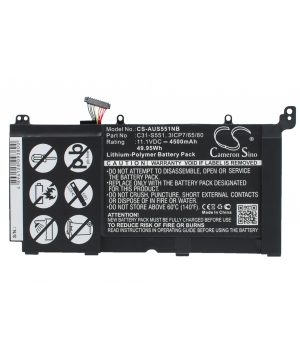 11.1V 4.5Ah LiPo Batteria per Asus VivoBook S551L