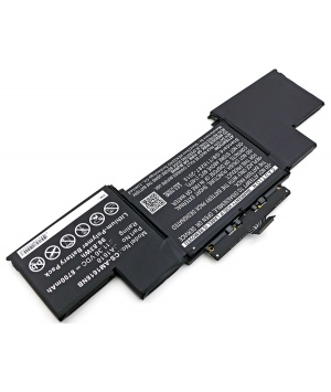 Batería 11.36V 8.7Ah Li-Polymer para Apple MacBook Pro 15" A1398 Retina 2