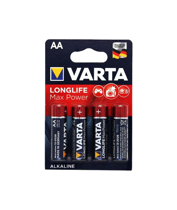Varta 4706 Alkaline Max Tech AA Batteries, 4 Pack (Blue/Red)