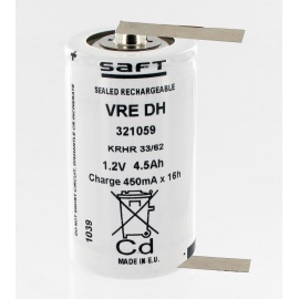 Saft de la batería 1.2V 4.5Ah VRE DH NiCd 792197 - vainas de soldadura