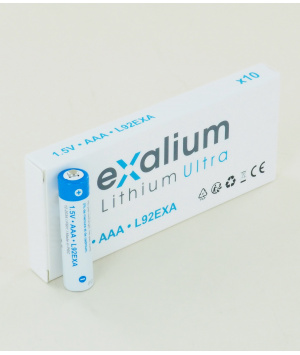 Schachtel mit 10 1,5 V AAA LR3 Lithium-Exalium-Batterien