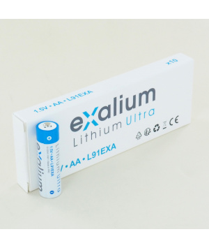 Box of 10 1.5V AAA LR3 Lithium Exalium Batteries