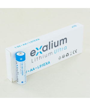 Schachtel mit 10 1,5 V AAA LR3 Lithium-Exalium-Batterien