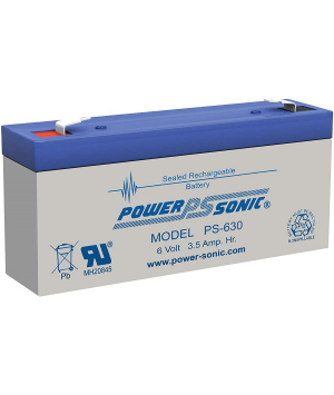 6V 3.5Ah PowerSonic PS-630 Lead Acid Battery